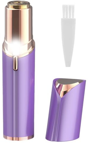 Reparador Depiladora Facial Mujer, Depiladora Facial con Luz LED, Depilador Portátil de Cara y Cuerpo para Mejillas/Barbilla/Labios/Brazo/Bikini, Contiene Baterías AA (Morado)