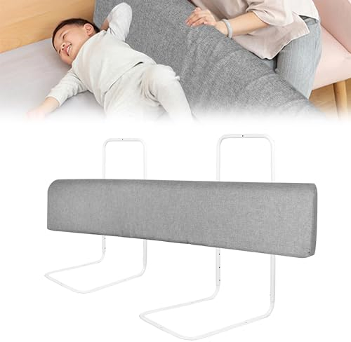 JNGLGO Bettgitter für Kinder 100cm Bettschutzgitter Höhenverstellbar Rausfallschutz Verformbar Bettkantenschutz für Kinderbett mit Waschbarer Bezug Babybettgitter Grau