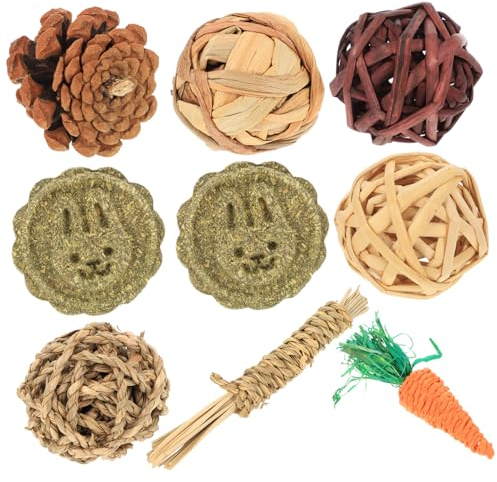 HAPINARY 9stücke Teiliges Kauspielzeug Für Kleine Haustiere Backenzahnreinigung Hamsterkäfig Dekoration Kaninchen-molaren-bälle Meerschweinchen-kauspielzeug