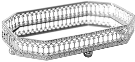 Goldfarbenes, Verspiegeltes Schminktablett, Verspiegeltes Kristall-Schminktablett, Schmuckstück-Tablett, Organizer, Metall, Dekoratives Schmuck-Aufbewahrungstablett für(Rechteckiges kleines a)