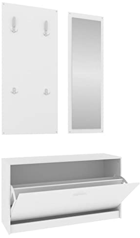 Generisch Clothes Rack Garderobenset Flur 3in1 Eiche Schuhschrank Spiegel Garderobenpaneel