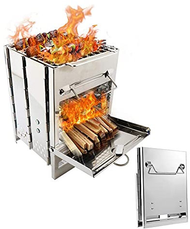 DDNGEJ Mini Barbecue à Charbon de Bois, Petit fumoir Pliable, Barbecue Portable en Acier Inoxydable, Barbecue de Camping pour Jardin, fête en Plein air, 20 x 20 x 27 cm