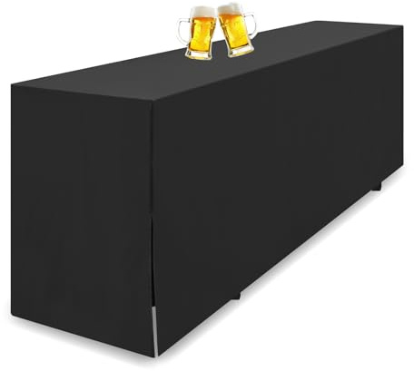 Teruntrue Biertischhusse Schwarze Biertischhusse für Bierzeltgarnitur, 220 x 70 cm, blickdichte Polyester-Biertischhusse, waschbare Tischhusse für Bankette im Freien (Schwarz)