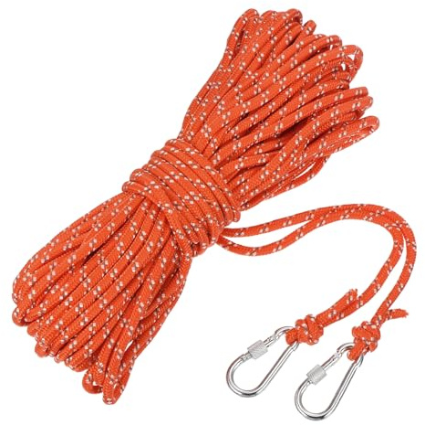 sourcing map Corda di ancoraggio cava in polipropilene intrecciato da 1/4 di pollice 30,5 m, con gancio, corda galleggiante in nylon per salvataggio in piscina, corda di ancoraggio per barca,