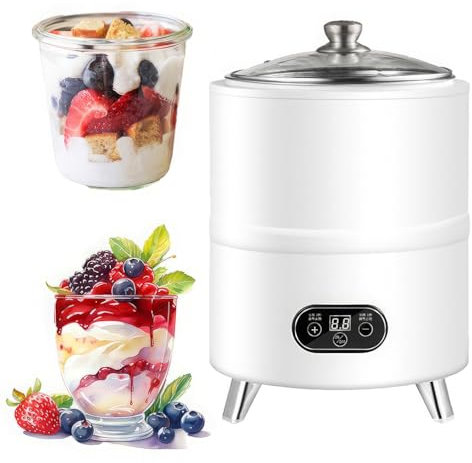 Macchina per Yogurt Automatica 8l/12l, Macchina per Yogurt Commerciale, Macchina per Yogurt Greco in Acciaio Inossidabile con Controllo della Temperatura E dei Tempi, Fermentazione A Temperatura 12L