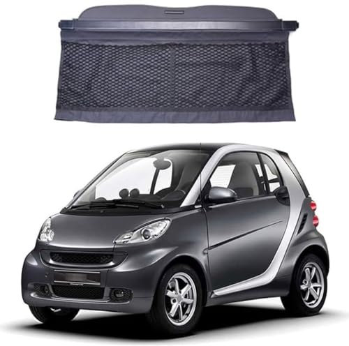 yahabb Auto Einziehbare Hintere Gepäckvorhang-Kofferraum-Laderaumabdeckung für SM-Art 451 fortwo 2015-2020, Wasserdichter, Rutschfester Kofferraum-Sichtschutzvorhang