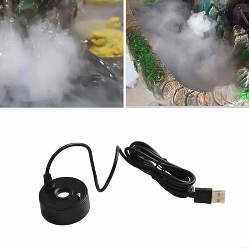 Mist Maker, 5V USB Indoor Fountain Mister-Foggers, Fountain Mist Maker Small Rockery Water Fish Tank Landscaping Mist Maker Air Humidifier, for Water Feature, Office Home Room Car(Black)
