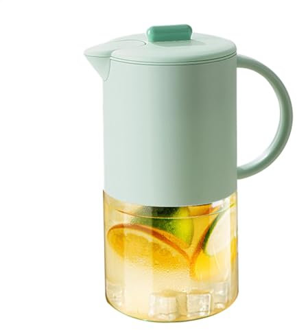 Glass Juice Pitcher, Heat Resistant Tea Pitcher, 9.06inch Airtight Beverage Dispenser, Easy Clean Design, 1500ml Capacity, Ideal for Iced Drinks, Fridge Storage