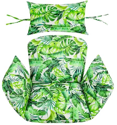Domarex Wasserdichtes Kissen für Hängesessel - Bequemes Sitzkissen mit abnehmbarem Bezug - wetterfest - ergonomisch - ideal für Garten, Terrasse, Balkon und Schaukelstuhl - Jungle Grün