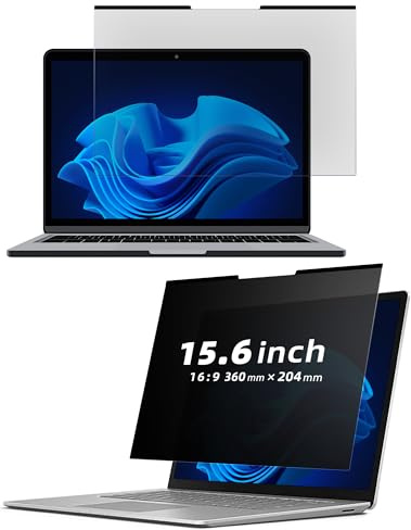 SeGinn Filtre de Confidentialité pour 15.6 16:9 écran Ordinateur Portable | Amovible Anti-Reflet Anti-Lumière Bleue Anti-Rayures, Magnétique Privacy Filtre pour Lenovo/Dell/Huawei/HP/Asus