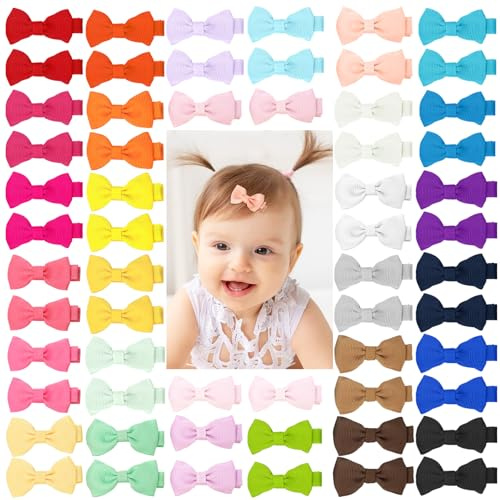 Lot de 60 barrettes à cheveux pour bébé - 5 cm - Accessoires pour cheveux - Petite pince à cheveux en gros-grain pour cheveux fins - Pour bébés et tout-petits au quotidien, lors de fêtes ou comme