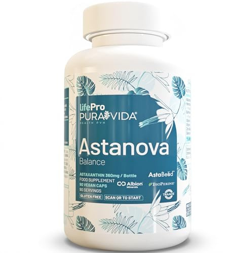 Life Pro Astanova Astaxanthine Pure 4mg avec Vitamine D3 E Zinc Sélénium, Antioxydant Puissant, 90 Gélules Véganes