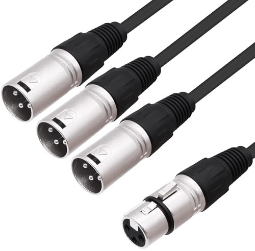YARCHONN XLR Splitter Audio Y Kabel Adapter 1 Buchse auf 3 Wege Stecker XLR ausgewogen Mikrofon Audio 1 auf 3 Splitter Kabel für Mixer Verstärker Kamera-0.6M / 1.96FT (1 Buchse auf 3 Stecker)