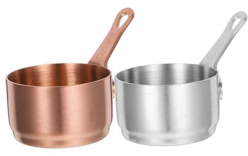 FONDOTIN Poêle à Sauce en Acier Inoxydable Antiadhésive, Chauffe-Lait Pratique, Casserole Couvercle, 2 Pièces, pour Contenants à Sauce