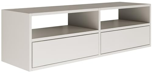 Selsey TV Lowboard - White Colour Modern TV Chest of Drawers 100 x 30 x 30 cm (W x D x H) TV Base Cabinet for Living Room Cabinet with Flaps Push to Open Lowboard Hanging TV Cabinet Wall Mounted