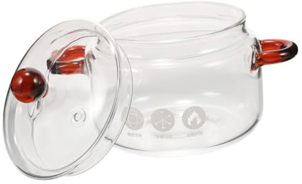 BESTYASH Olla de Vidrio de Borosilicato Alta Capacidad con Tapa y Doble Asa Cacerola Transparente para Guisos Pasta y Sopas Utensilio de Cocina Multifuncional Resistente al Calor para