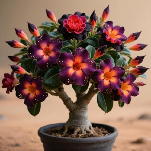 AnxiYoushan Hardy Desert Rose Rhizome-Perennial Strong Rhizome-Suitable for Planting in the Garden Outdoor (D, 1 Knolle)