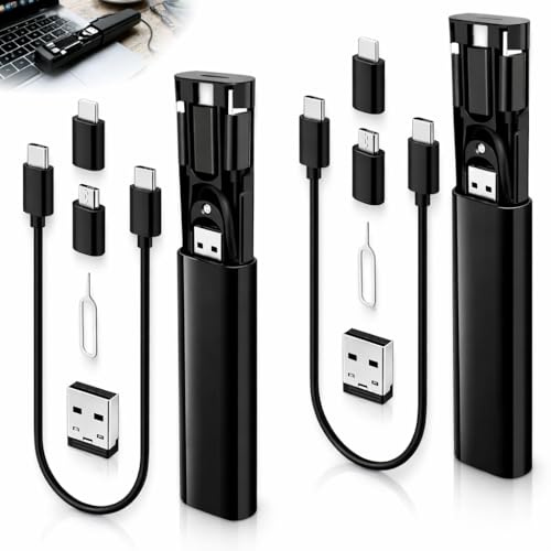 CanQuanSWZX 2PCS Multi USB Charging Adapter Cable Kit 4-in-1, Travel Adaptor All in One with Type C to USB Adapter and Micro to USBC, Universal Travel Adapter and Travel Charger for Multiple Devices