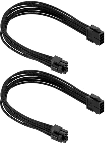 PATIKIL CPU Power Cable 12 Inch(30cm) 18AWG 12V, 2Pcs CPU 8 Pin Male to 8 Pin(4+4 Detachable) Male for Motherboard Power Adapter, Black