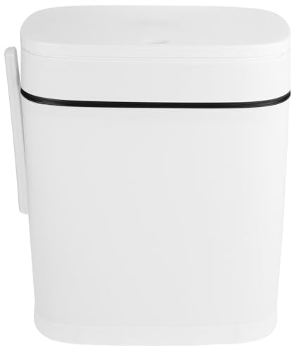 EPIGEIST Pattumiera Bagno Rettangolare Sottile con Portascopino Wc Integrato Contenitore Bianco per Casa Design Moderno e Salvaspazio