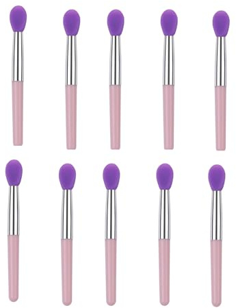 Juego de 10 brochas de labios flexibles con punta de silicona para aplicación cosmética detallada, brochas de maquillaje