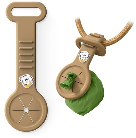 Lunabear Dispenser Sacchetti Igienici Cane per Guinzaglio, Porta Sacchetti Feci Cane, Accessorio per Passeggiate, Corsa, Bicicletta (Marrone)