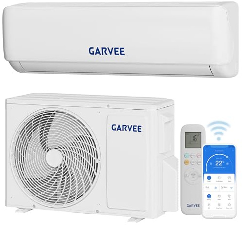 Garvee Aire Acondicionado Split 9000BTU - 3.4KW/9000 frigorías - Aire Acondicionado Pared con Mando a Distancia(WiFi/APP) - 5 Modos - Hasta 18 m² - Motor Inverter - Bomba de Calor - Refrigerante R32