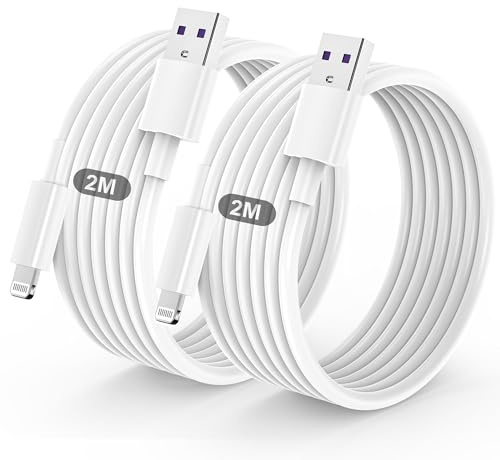 BSTOEM 2Pack for iPhone Charger Cable, 2M for Lightning to USB Cable | MFi Certified Charging Lead for Apple iPhone 14 13 12 11 Pro Max/Pro XS XR X 8 7 6 Plus SE, for iPad (White)