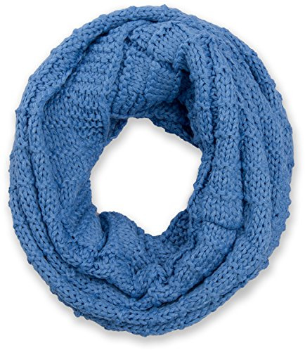 styleBREAKER Unisex stickad slinga halsduk rutig, enfärgad finstickad tubhalsduk, vinter stickad halsduk 01018154, blå, One size