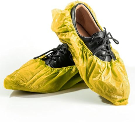 Farbige-Überschuhe, CPE Einwegüberschuh, Einweg-Überziehschuhe, Op-Schuhüberzieher, Galosche, wasserdicht, Größe:extra stark - 40my, Farbe:gelb - 500 Stück