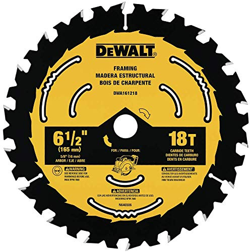DEWALT Circular Saw Blade, 6 1/2 Inch, 18 Tooth, Framing (DWA161218)