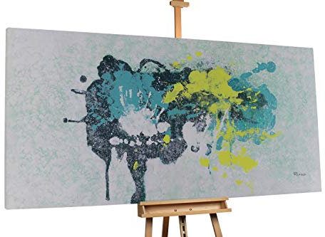 KunstLoft® XXL Gemälde 'Tanz in Grüntönen' 200x100cm | original handgemalte Bilder | Kleckse Abstrakt Grün Türkis | Leinwand-Bild Ölgemälde einteilig groß | Modernes Kunst Ölbild