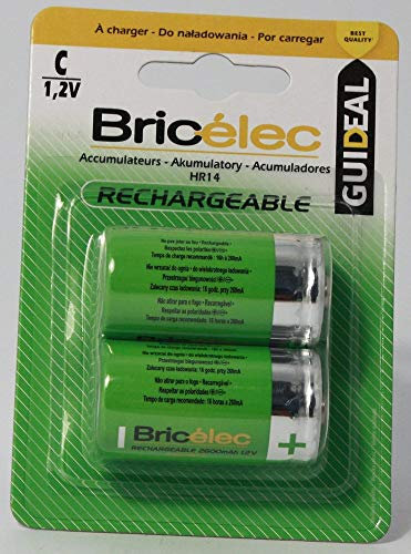 LOT 2 Piles Rechargeable C 1.2V | 2600 mAh | HR14