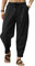 Mens Baggy Cotton Trousers Smart Casual Summer Lightweight Comfy Drawstring Loose Fit Wide Leg Harem Pants with Pocket for Yoga Beach Lounge Hippy-Black-XL