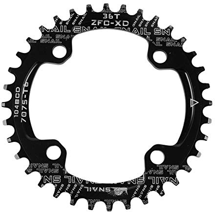 Newgoal Bicicleta Narrow Wide Plato 104 BCD Forma Redonda Sola Cadena Anillo Dientes，32T/34T/36T Bicicleta Solo Plato