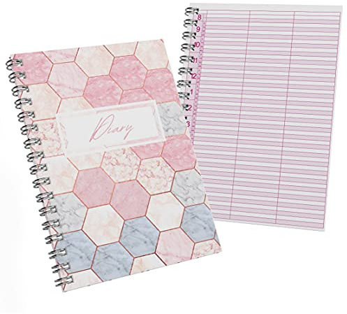 Beauty Stationery Terminbuch - Tages- und Wochenplaner Hardcover und 52 undatierte Seiten - Friseursalon Organisation Essentials - Spiraldraht, kompakt - 21x14,8cm Hexagon