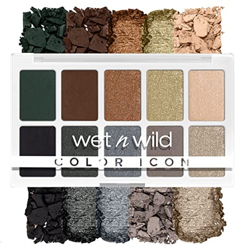 wet n wild, Paleta Color Icon 10-Pan, Paleta de Sombras de Ojos, 10 Colores Intensamente Pigmentados para el Maquillaje Diario, Fórmula de Larga Duración y Fácil de Difuminar, Lights Off