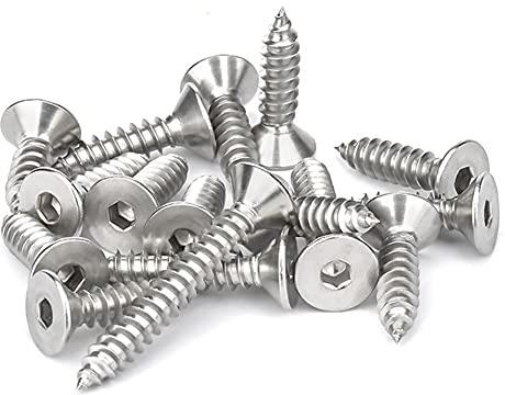 ANSIEDIO Försänkta Skruvar med Sexkantskruvar Rostfritt Stål, Självgängande Skruvar, Används för Möbler och Skåp i Gipsskiffer, M4×12mm,50 pcs