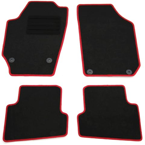 AD Tuning HG12770-ROT Fußmatten Set (4teilig) Schwarz Rot Autoteppiche Matten