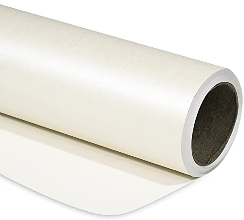 RUSPEPA Carta Da Regalo Opaca Bianca - Mini Rotolo - Tinta Unita Perlata - Carta Lucida Perfetta Per Matrimoni, Compleanni, Natale, Baby Shower - 43.2 cm X 10 m