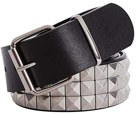 Homeilteds Shiny Pyramid Rivet Belt Herren & Damen Nietengürtel Punk Rock Mit Dornschließe Dauerhaft (Belt Length : 105CM, Color : Sliver Belt)