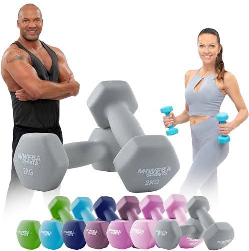 Miweba Sports Neopren Hantelset NKH100 | 0.5-10 kg (2X 2.0 kg, Grau)