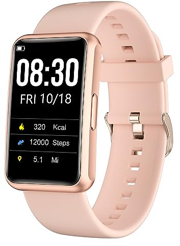 Cloudpoem Fitness Tracker No Bluetooth No APP/Phone Required, Fitness Watch for Men Women Parents Pedometer Watch with Sleep Tracker Steps Counter Alarm Clocks IP68 Waterproof (Pink)