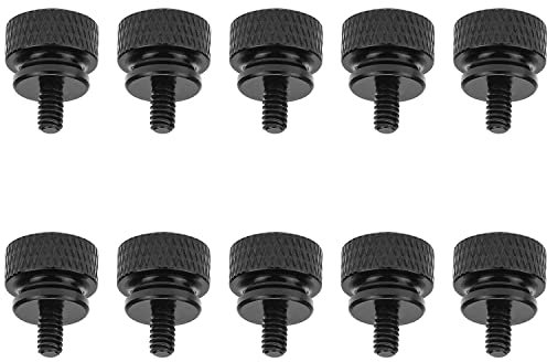 HELIFOUNER 10 Pieces 6-32 Thread, Black Color Anodized Aluminum Computer Case Thumbscrews, Thumb Screws for Computer Case/Cover/Power Supply/Hard Drives