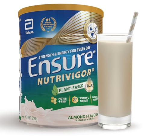 Ensure NutriVigor - Almond Flavour Shake -850g – Nutritional Supplement | Food Supplement with Protein, with 27 Vitamins and Minerals – Supports Strength & Energy – with Vitamin D, C and B