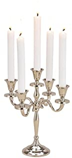 5 flammiger silberfarbener Kerzenständer, Höhe 27 cm mit 23 cm Breite, Modell URBAN Candle Light, Kerzenhalter, Kerzenleuchter, Kandelaber, Fester Stand, Aluminium versilbert