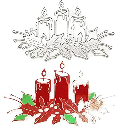 bopely Metallschneidungen, Weihnachtskerze -stanze Schablonen Für DIY Scrapbooking Album Dekorative Prägepapierpapier Kartenherstellung