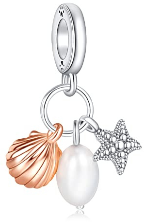 Amuefer 925 Argent Pur Charms éTé Mer Voyage Perles Pendentif, Baleines Et Dauphins Pendentif, Dames Bracelet Charms Perles Collier Pendentif Amis Famille Anniversaire Voyage Cadeaux Souvenirs