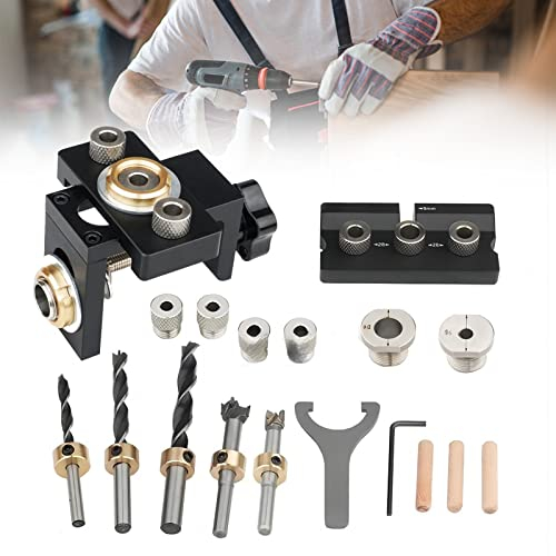 JoliJour Bohrschablone aus Holz, 6/8/10/12/15 mm, Schablone für Taschenloch, Finder, Locher, Vorlage für Elektrowerkzeuge, Bolzenschablone mit Clip Positionierung