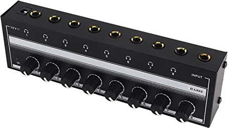 Headphone Amplifier 8 Channel Portable Metal Stereo Amplifier for Studio and Stage 100 to 240V Headphone Amplifier Stereo Headphone Amplifier Clear (Prise UE)